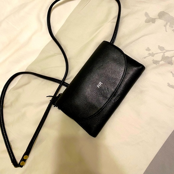 Fossil black leather wallet on chain with RR monogram - Picture 1 of 7